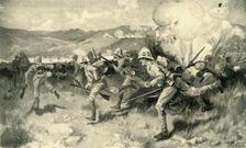 The Battle of Colenso - Queen's (Royal West Surrey) Regiment Leading the Central Attack 1900. Creator: Joseph Finnemore