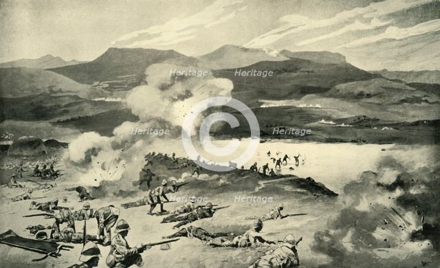 'The Battle of Colenso - The Dublin Fusiliers Attempt to Ford the Tugela', 1900. Creators: René Bull, Enoch Ward.