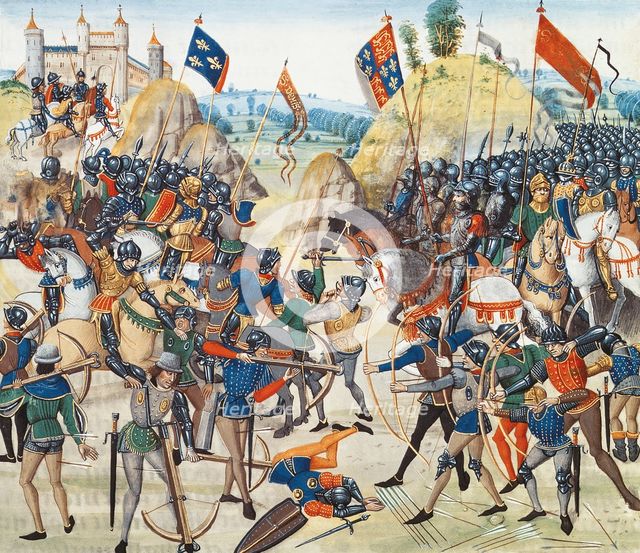 The Battle of Crécy on 26 August 1346 (Miniature from the Grandes Chroniques de France by Jean Frois
