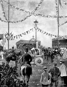 The Battle of Flowers at Eastbourne, 1895. Creator: George Meisenbach