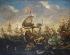 The Battle of Haarlemmermeer on May 26, 1573, 1620s. Artist: Eertvelt, Andries van (1590-1652)