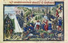 The Battle of Hastings (From the Grande Chronique de Normandie by Yates Thompson). Artist: Anonymous