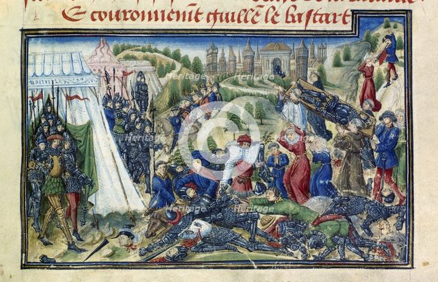 The Battle of Hastings (From the Grande Chronique de Normandie by Yates Thompson). Artist: Anonymous  