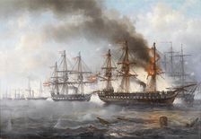 The Battle of Heligoland on 9 May 1864, c1865. Creator: Püttner, Josef Carl (1821-1881)