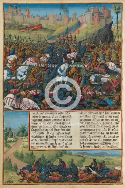 The Battle of Inab. From "Les Passages d'outremer" by Sébastien Mamerot, 1474. Creator: Jean Colombe.
