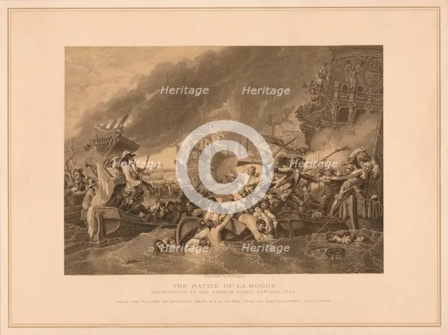 'The Battle of La Hogue', 1692 (1878). Artist: W Ridgway.