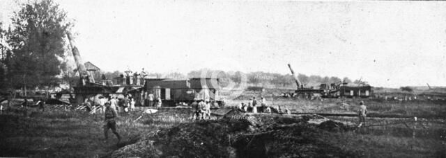 The Battle of La Malmaison; One of the high-powered heavy artillery batteries.., 1917. Creator: Unknown.