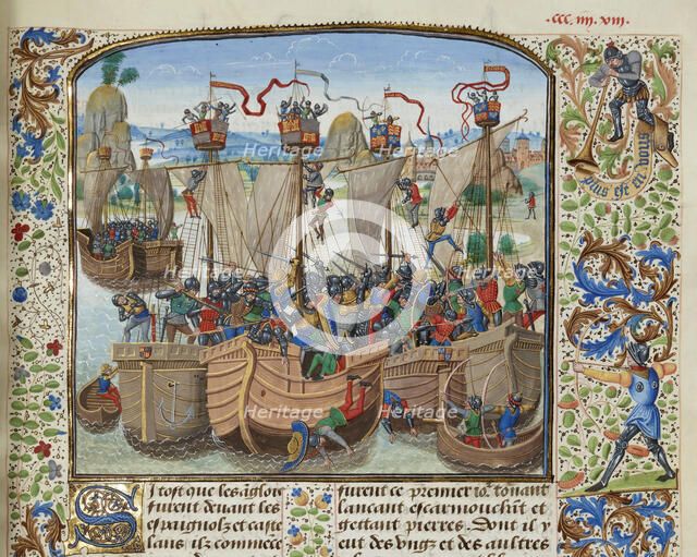The Battle of La Rochelle, 1372, ca 1470-1475. Creator: Liédet, Loyset (1420-1479).