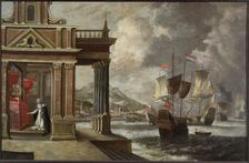 The Battle of Lepanto: Saint Catherine of Ricci and the embarkation, 1671. Creator: Peeters, Jan, the Elder (1624-1678)