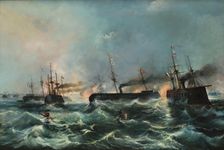The Battle of Lissa on July 20, 1866. Creator: Serritelli, Giovanni (1818-1891)
