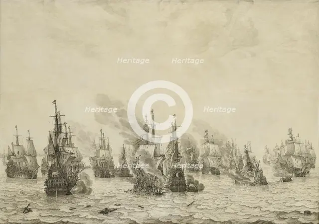 The Battle of Livorno (Leghorn), c.1659-c.1699. Creator: Willem van de Velde I.