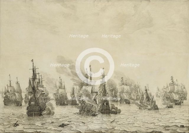 The Battle of Livorno (Leghorn), c.1659-c.1699. Creator: Willem van de Velde I.