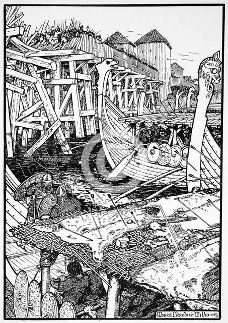 The Battle of London Bridge, 1014 (1913).  Creator: Morris Meredith Williams.