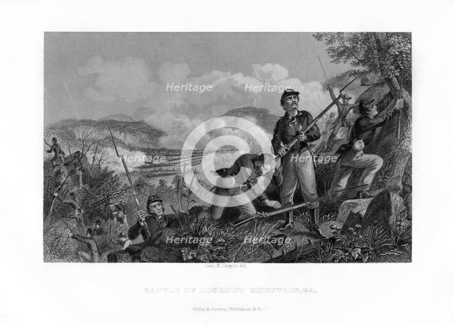 The Battle of Lookout Mountain, Tennessee, 24 November 1863 (1862-1867).Artist: John R Chapin