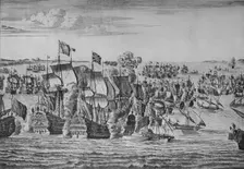 The Battle of Malaga c1704. Artist: Isaac Sailmaker