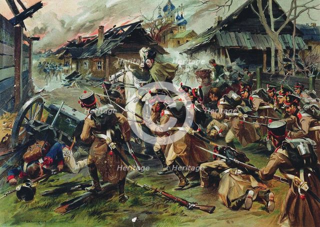 The Battle of Maloyaroslavets on 24 October 1812, 1900-1910. Artist: Samokish, Nikolai Semyonovich (1860-1944)