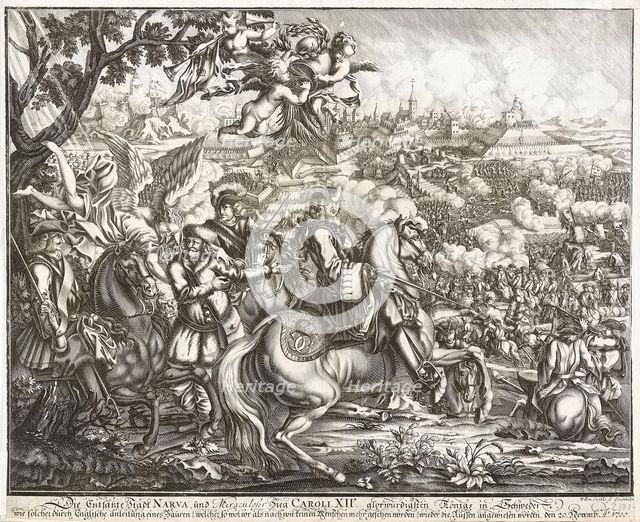 The Battle of Narva on 19 November 1700. Artist: Swidde, Willem (1660-1697)
