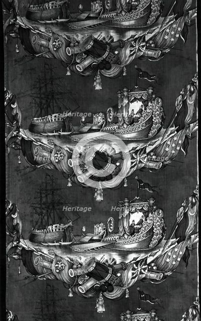 The Battle of Navarino (Furnishing Fabric), England, c. 1827. Creator: Unknown.
