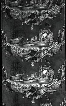 The Battle of Navarino (Furnishing Fabric), England, c. 1827. Creator: Unknown