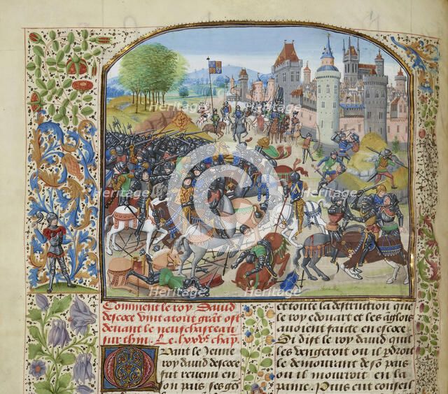 The Battle of Neville's Cross on 17 October 1346, ca 1470-1475. Creator: Liédet, Loyset (1420-1479).
