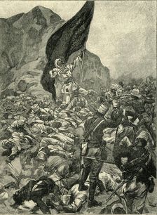 The Battle of Omdurman: The Defence of the Khalifa's Black Flag 1898, (c1900). Creator: Unknown
