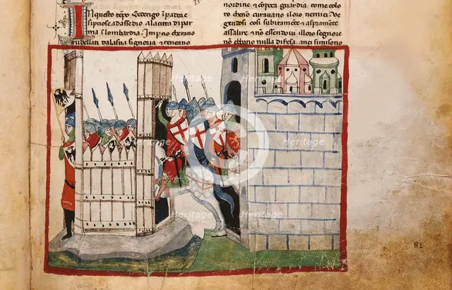 The Battle of Parma on 18 February 1248: The Guelphs attacks Frederick's II Vittoria camp, 1348. Creator: Anonymous.