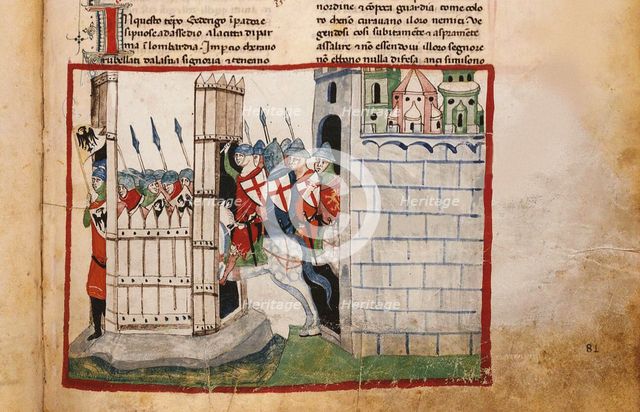 The Battle of Parma on 18 February 1248: The Guelphs attacks Frederick's II Vittoria camp, 1348. Creator: Anonymous.
