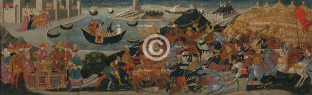 The Battle of Pharsalus and the Death of Pompey, 1455/60. Creators: Workshop of Apollonio di Giovanni, Workshop of Marco del Buono Giamberti.