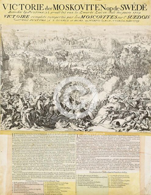 The Battle of Poltava on 27 June 1709 (Broadside). Artist: Allard, Abraham (1676-1725)