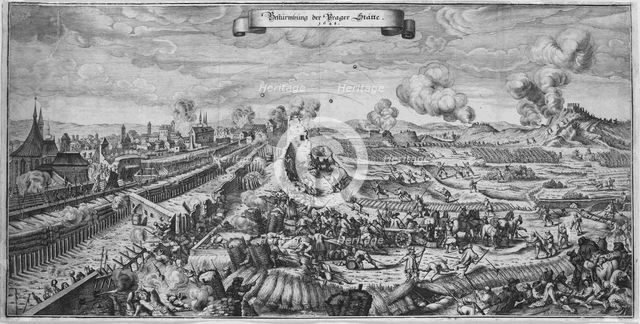 The Battle of Prague on October 1648, 1648. Creator: Merian, Matthäus, the Elder (1593-1650).