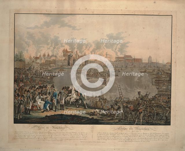 The Battle of Ratisbon on 23 April 1809, 1809. Artist: Rugendas, Johann Lorenz, the Younger (1775-1826)