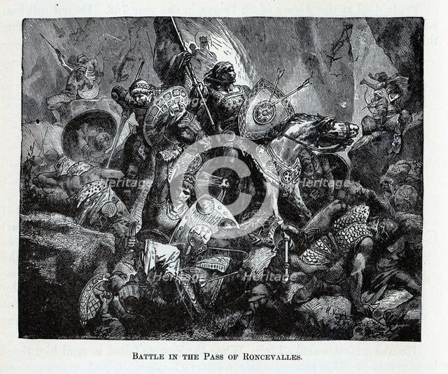 The Battle of Roncevaux Pass, 1882. Artist: Anonymous  