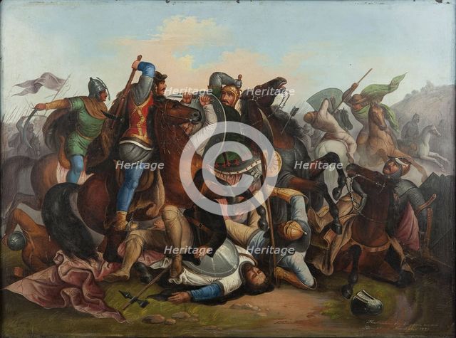 The Battle of Rudolph of Habsburg against Ottokar of Bohemia on 26 August 1278.