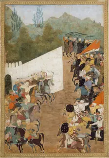 The Battle of Shahbarghan, Folio from a Padshahnama (Chronicle of the Emperor), 17th century. Creator: Unknown