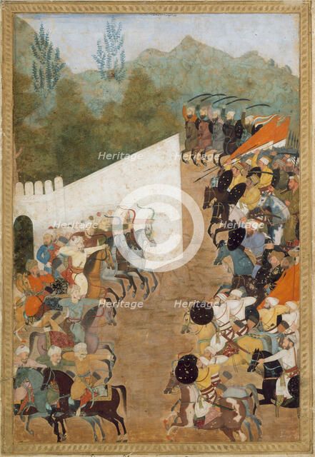 The Battle of Shahbarghan, Folio from a Padshahnama (Chronicle of the Emperor), 17th century. Creator: Unknown.