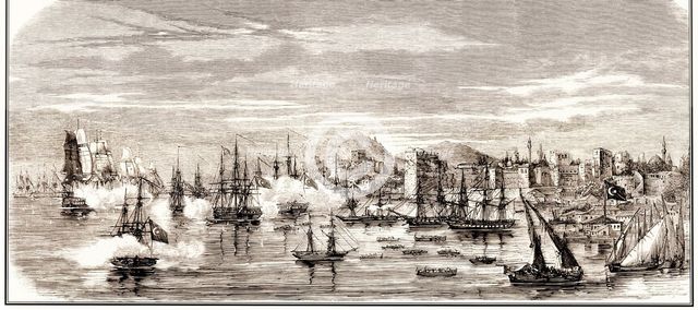 The Battle of Sinop on 30 November 1853, Mid of the 19th cen.. Artist: Anonymous  