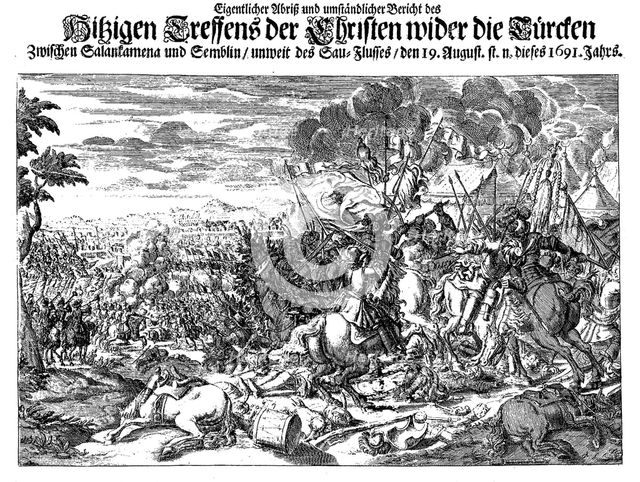 The Battle of Slankamen on August 19, 1691. Artist: Azelt (Atzelt), Johann (1654-1692)