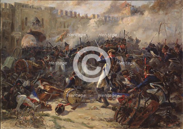 The battle of Smolensk on August 1812, 1956. Artist: Zhigimont, Pyotr Ivanovich (1914-?)