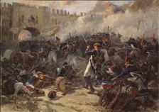 The battle of Smolensk on August 1812, 1956. Artist: Zhigimont, Pyotr Ivanovich (1914-?)
