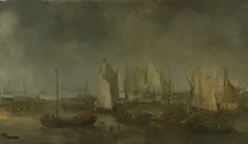 The Battle on the Slaak between the Dutch and Spanish Fleets during the Night of 12-13..., 1633. Creator: Simon de Vlieger