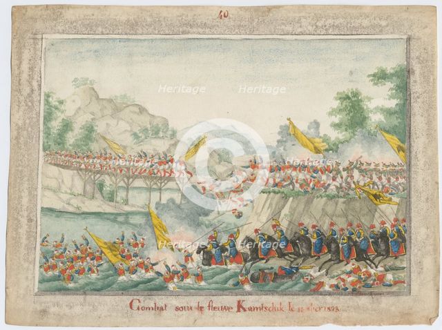 The Battle on the river Kamchik on 15th October 1828, 1829. Artist: Anonymous  