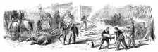 The Battle on the Volturno - battery where the Neapolitans burnt the wounded Garibaldians..., 1860. Creator: Unknown
