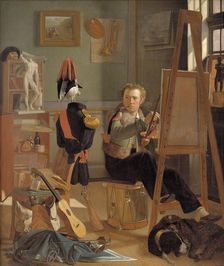 The Battle-Painter Jorgen Sonne in his Studio, 1823-1825. Creator: Ditlev Blunck