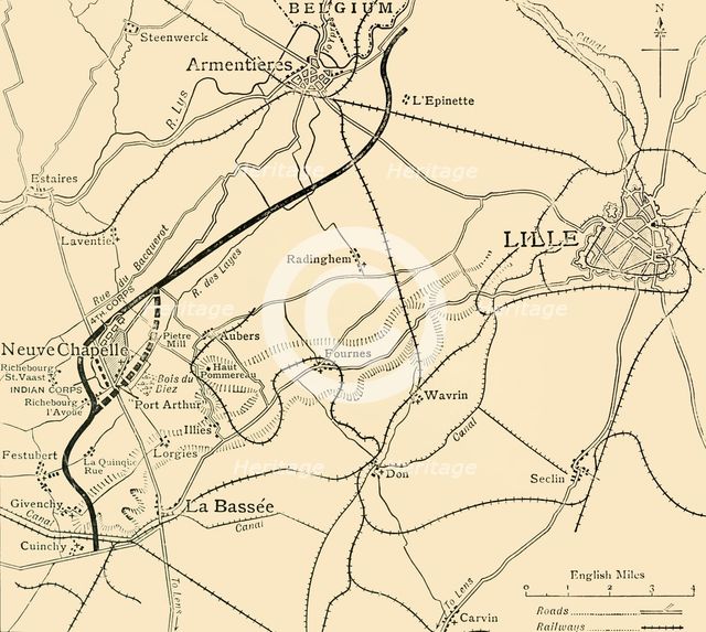 'The Battleground of Neuve Chapelle', First World War, 1915, (c1920). Creator: Unknown.