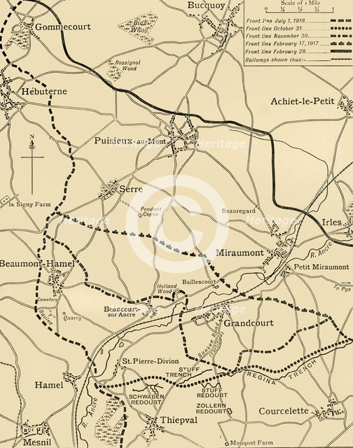 'The Battles of the Ancre', northern France, First World War, 1916-1917, (c1920). Creator: Unknown.