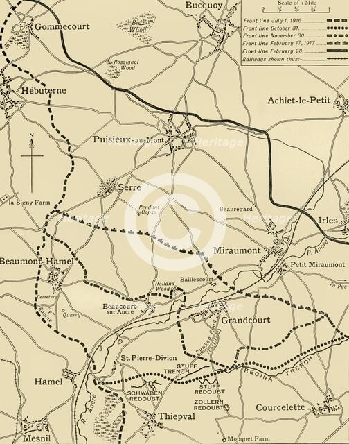 'The Battles of the Ancre', northern France, First World War, 1916-1917, (c1920). Creator: Unknown.