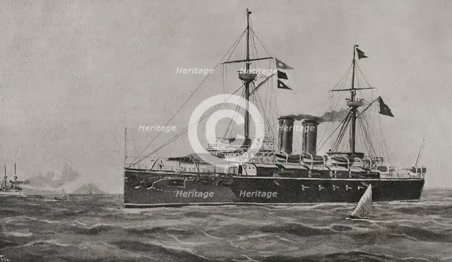 The battleship cruiser "Vizcaya" on its way to New York, 1898.  Creator: Enrique Laporta Valor.