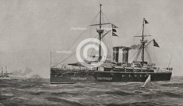 The battleship cruiser "Vizcaya" on its way to New York, 1898.  Creator: Enrique Laporta Valor.