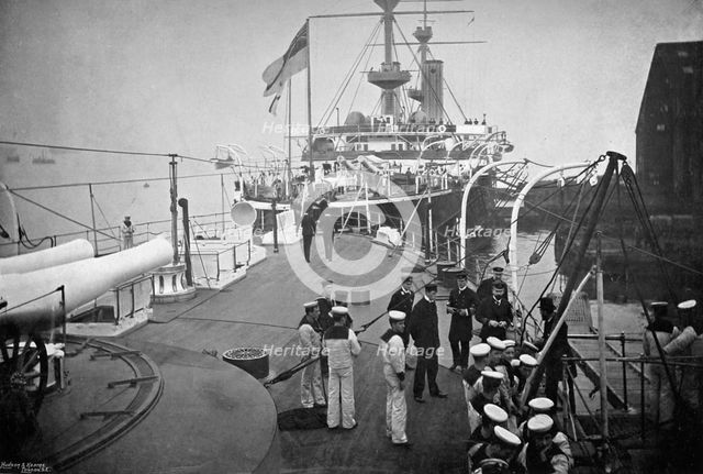 The battleship HMS 'Resolution', Portsmouth, Hampshire, 1896.Artist: Gregory & Co