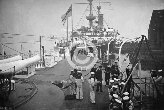 The battleship HMS 'Resolution', Portsmouth, Hampshire, 1896.Artist: Gregory & Co